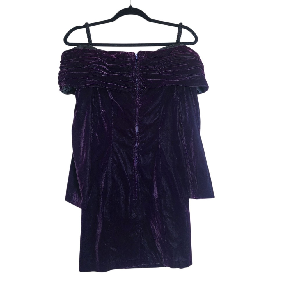 Vintage Rampage Purple Velvet Off Shoulder Mini Dress 90s Bodycon Size 5